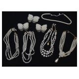 Vtg Multi Strand Pearl Necklaces & Hair Barretts