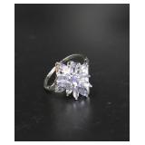 925 & Purple Flower Stone Ring
