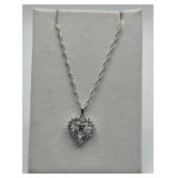925 & CZ Heart Pendant on Twisted 925 Chain