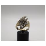 10K Gold & White Stone Cluster Ring