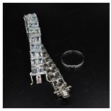 925 & Light Blue Stone Bracelet & Ring