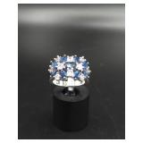10K White Gold Blue & White Cluster Ring