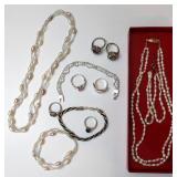 Baroque Pearl Necklaces , Silver-plate Rings ++
