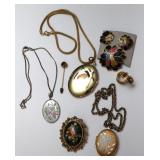 Vtg Lockets, Cloissone Jewelry, Hat Pin ++
