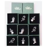 Pewter Presence Diamond Cut Christmas Pins