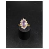 Gold-tone 925 Purple Marquis Stone Ring