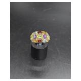 Gold-tone 925 & Colorful Stone Cluster Ring