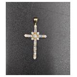 10K Gold & CZ Cross Pendant