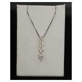 925 5 Stone Pendant on 925 Chain