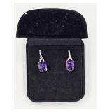 925 Purple Stone Dangle Earrings