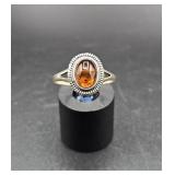Vintage 925 Honey Amber Stone Ring
