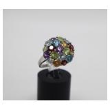 925 & Colorful Stone Cluster Ring