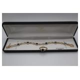 18K over Sterling & Gemstone Bracelet & Ring