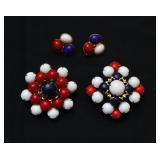 Red White & Blue Brooch Pins & Earrings
