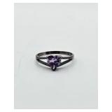 925 Purple Heart Stone Ring