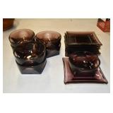 Hazel Atlas Moroccan Amethyst Glass Snack Set