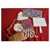 Pot Holders, Mirror, and Small Purse