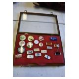 Display Cabinet with Buttons and Pocket Knives