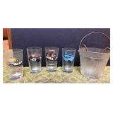 Vintage Glass Ice Bucket and tumblers