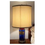 Pair of cobalt blue glass bottle table lamps-Works