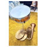 VTG Ludwig Snare Drum, Cymbals and horn