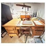 Vintage Wood Desk and contents