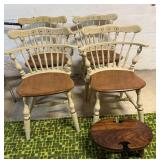 6 Ethan Allen Comb Back Chairs & Foot Stool