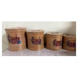 Set of 4 Painted Wooden Kitchen Canister Set