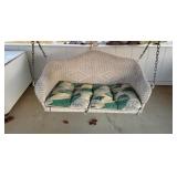 Wicker Swing Bench with cushion