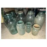 8 Vtg Blue Canning Jars-Various sizes