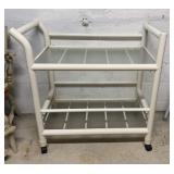 Vintage faux bamboo metal and glass bar cart