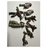 Vtg Cast Iron Military Men & 1 Cowboy