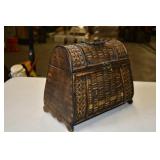 Woven Basket Wood Purse/Storage