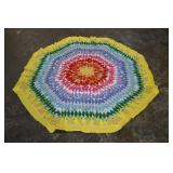 Vtg Handmade Rainbow Octagon Quilt Top