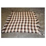Vtg Handmade Brown & White Afghan