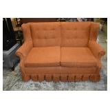Vtg Orange Tweed Love Seat