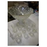 Beautiful Large Cut Glass Punch Bowl on Pedastal