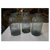 3 Vintage Blue Ball 1/2 Gallon Mason Jars