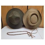 Two Felt Hats with Hatband and String