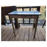 White Enamel-Top Wooden Table