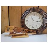 Wood Carved Saw and Sterling & Noble Clock