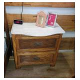 Wooden Nightstand with Marble Top
