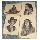 4 Drawings by Bob LeTellier 17x14