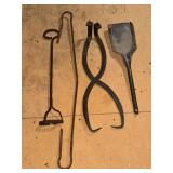 Vintage Forged Iron Fireplace Tools