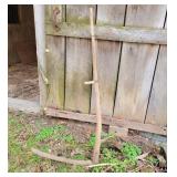 Wooden Hand Scythe with Metal Blade