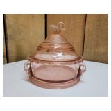 Pink Depression Glass Swan Dish