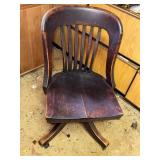 Wooden Bankers Chair with Swivel Base