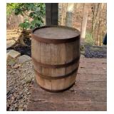 Vintage Wooden Barrel with Metal Bands