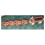 Vntg. Cast Iron Budweiser Clydesdale Horses Wagon