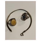 Vintage Sterling Silver Jewelry Set with Rings and